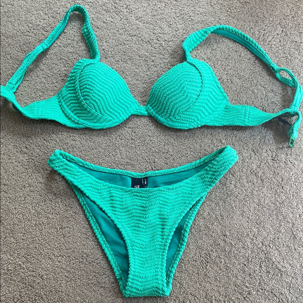 Triangl Swimwear Aqua Textured Bikini Set